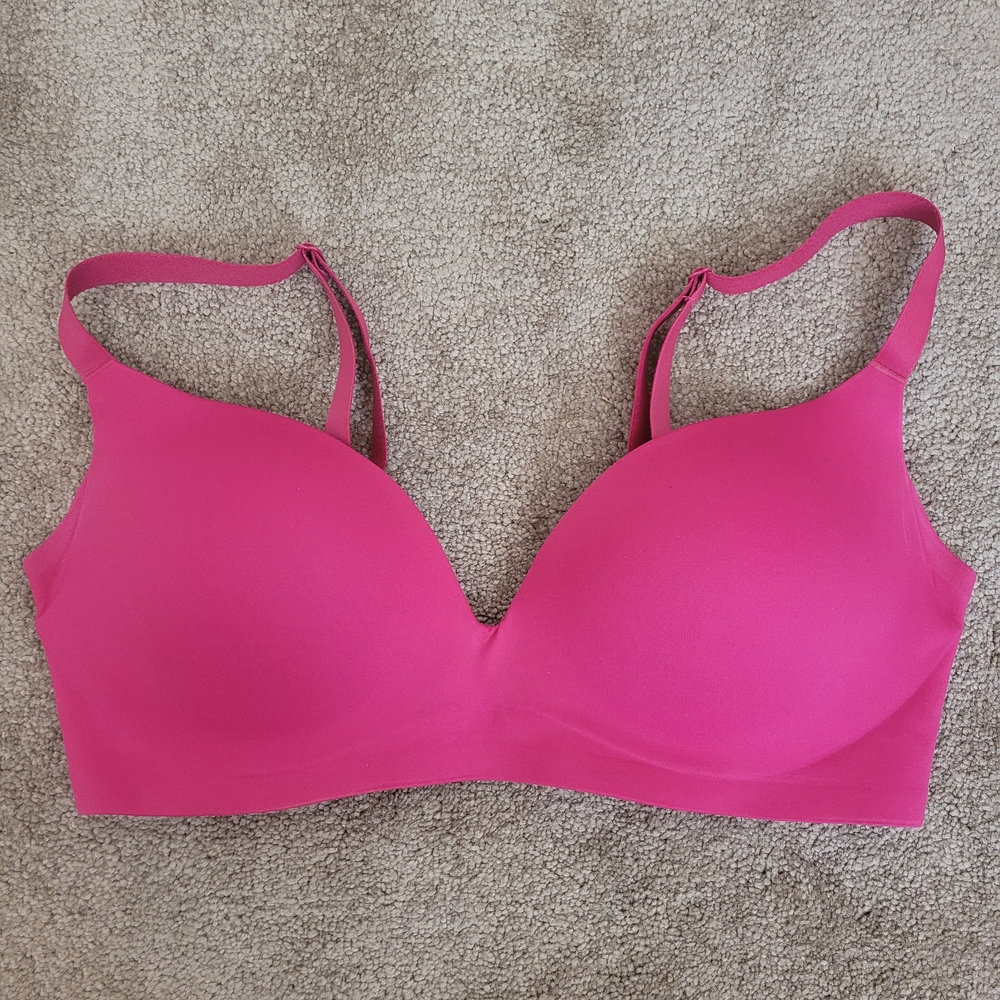 thirdlove pink zero edge wireless push up bra